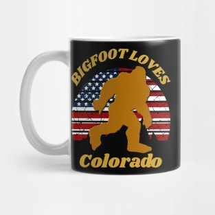 Bigfoot loves America and Colorado too Mug